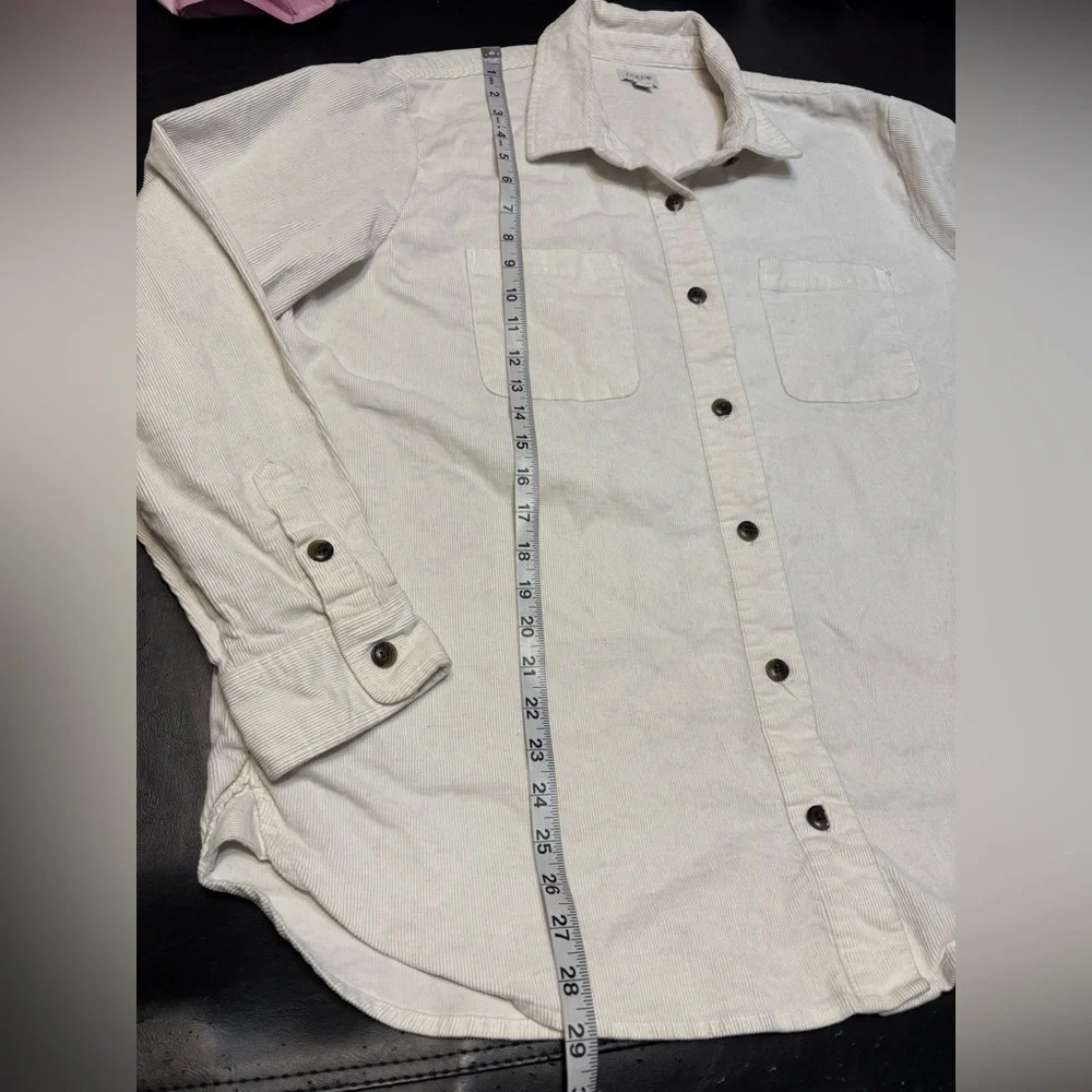 J.Crew Ivory Corduroy Button Down Shirt/Shacket Cotton w/ Pockets Size XL